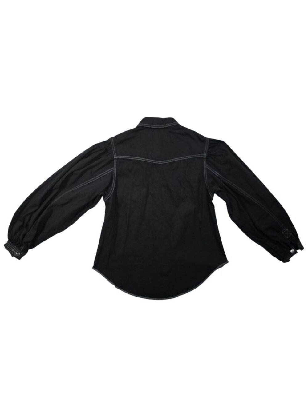 We The Free Free People Black Western Snap Button Puff Sleeve Shirt X-Small NWOT - Picture 2 of 9
